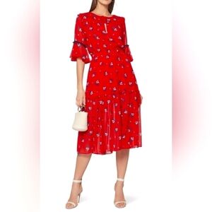 Misa Los Angeles Raquel Midi Dress- Red Floral/ Size Small